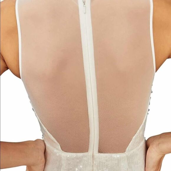 AMSALE Clear Sequin Sleeveless Sheath Dress, White, Wedding, Party, Size 10, NWT - Picture 5 of 16